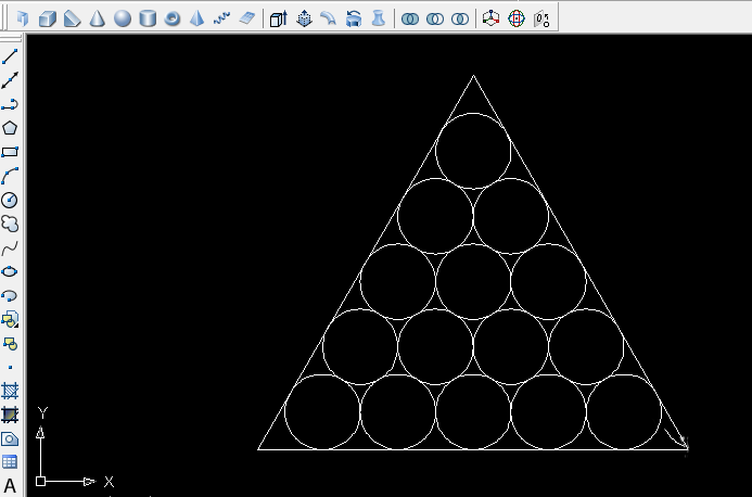 cad怎么画一个三角形中15个相切圆的图?