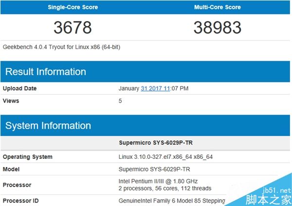 Intel Xeon金片家族首曝:顶配18核主频2.7GHz