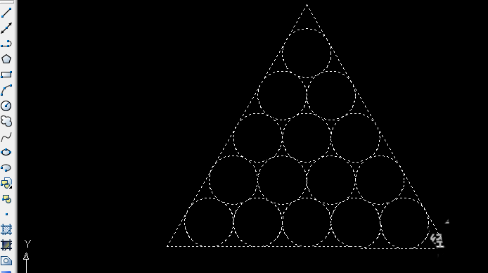 cad怎么画一个三角形中15个相切圆的图?