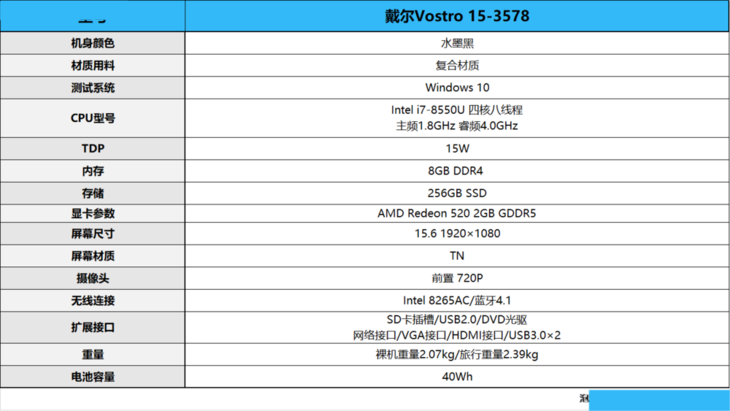 四核i7配2GB独显 戴尔Vostro 15-3578商务笔记本详细图文评测