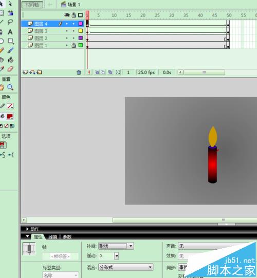 FLASH怎么制作红烛燃烧的动画?