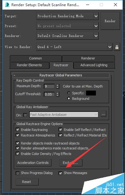 3DMAX英文版怎么关闭Raytrace messages窗口?