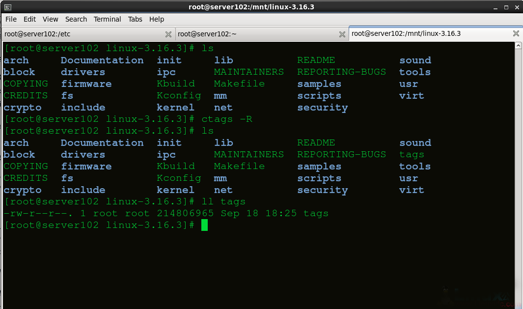 Linux系统下使用ctags查找源码的方法