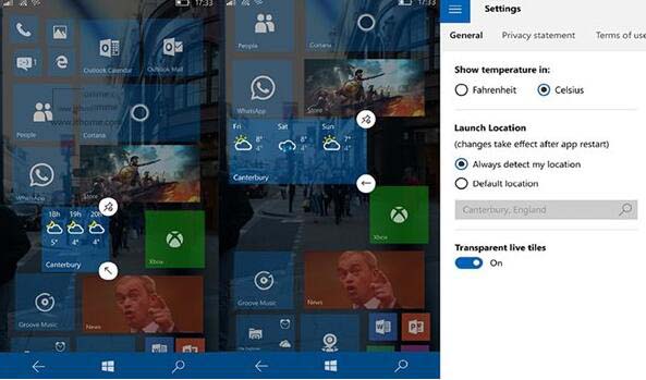Win10 UWP版《MSN天气》《MSN资讯更新》:手机支持透明动态磁贴
