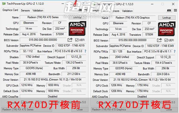 AMD RX 470D成功开核 性能暴增(附开核教程)