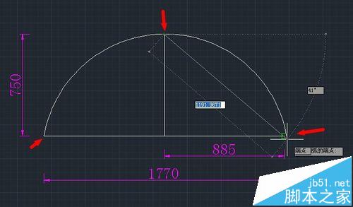 CAD已怎么更久弧长和直角边长画弧?