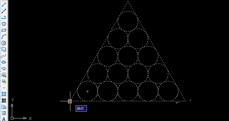 cad怎么画一个三角形中15个相切圆的图?