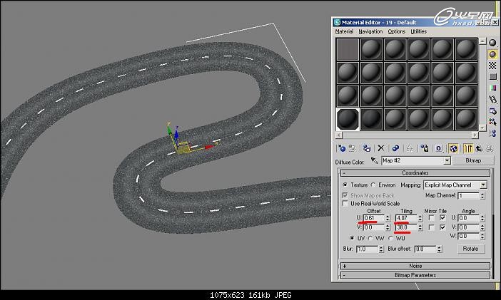 教你用3DSMAX简单制作弯曲的马路贴图