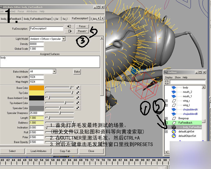 MAYA FUR制作超逼真的蜜蜂体毛