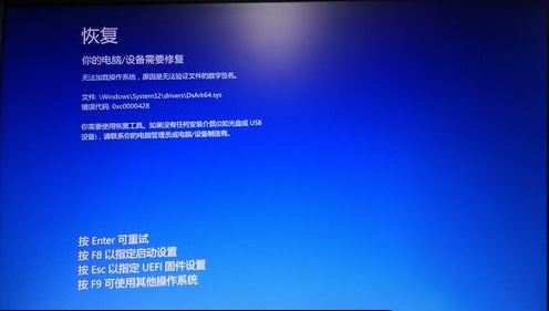 win10蓝屏错误代码0xc0000428解决办法