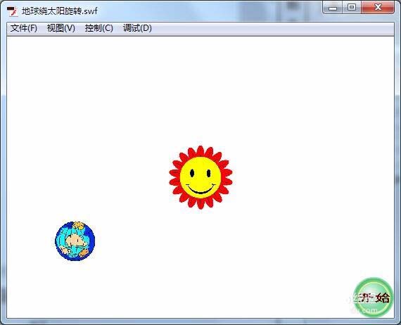 flash cs6怎么用按钮控制地球绕太阳旋转的效果?