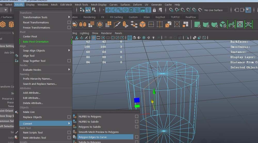 Maya怎么提取polygons上的线?