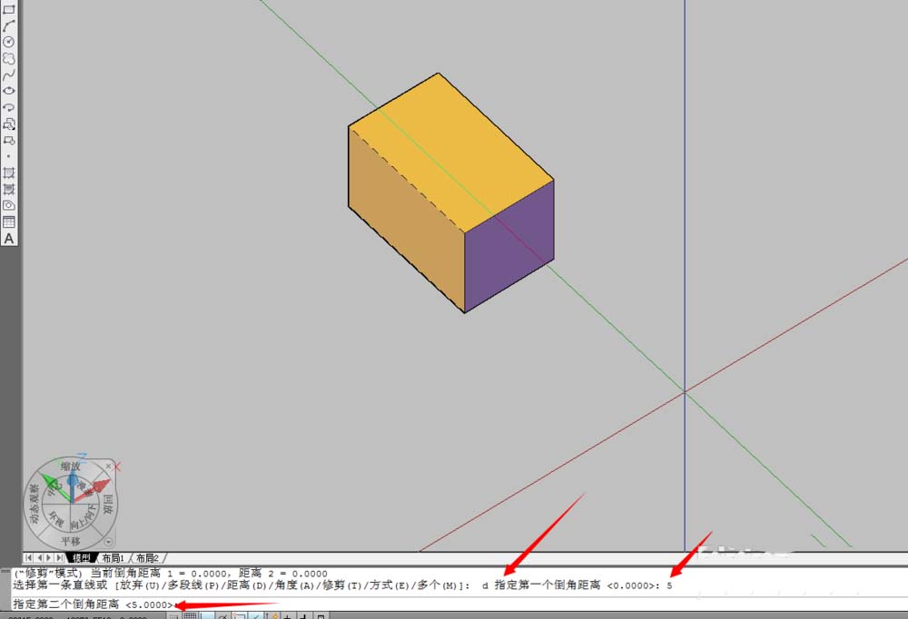 CAD怎么倒直角? CAD立方体倒直角的教程