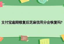 支付宝逾期修复后芝麻信用分会恢复吗?