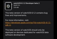 苹果watchOS 6.1.2开发者预览版Beta2推送 提供安全性更新