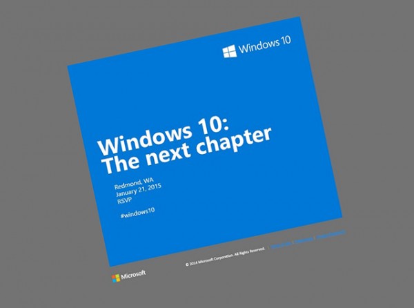 微软邀请函:Win10第二次发布会 1月21日举行