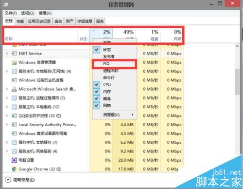 win8系统怎么让任务管理器显示PID?