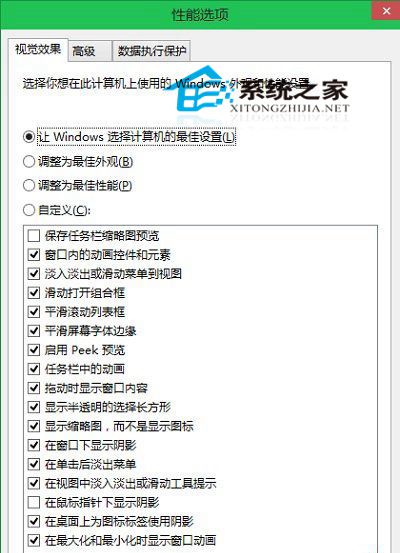 Win10系统如何让用户自定义外观和性能等选项